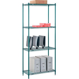 4 Shelf Poly-Green® Wire Shelving Unit Starter 36"W x 12"D x 54"H