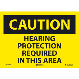 Caution Hearing Protection Required, 10x14, Pressure Sensitive Vinyl