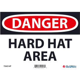 Danger Hard Hat Area, 7x10, Pressure Sensitive Vinyl