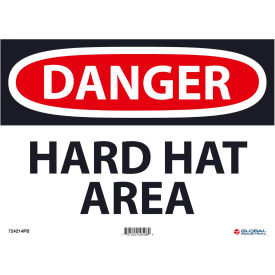 Danger Hard Hat Area, 10x14, Pressure Sensitive Vinyl
