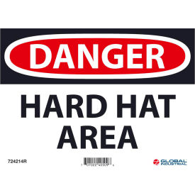 Danger Hard Hat Area, 7x10, Rigid Plastic