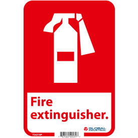 Fire Extinguisher Sign, 10x7, Pressure Sensitive Vinyl
