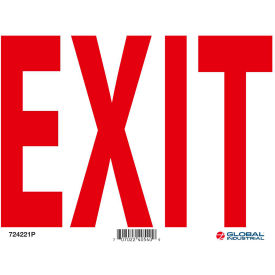 Exit Sign, 10''W x 7''H, Pressure Sensitive Vinyl