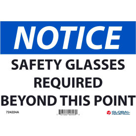 Notice Safety Glasses Required Beyond This Point, 7x10, Aluminum