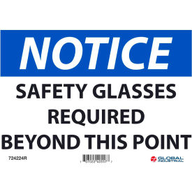 Notice Safety Glasses Required Beyond This Point, 7x10, Rigid Plastic
