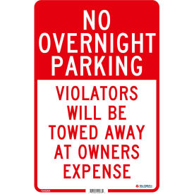 No Overnight Parking Violators Will Be Towed, 18x12, .040 Aluminum