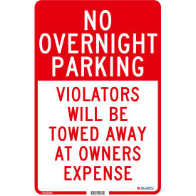 No Overnight Parking Violators Will Be Towed, 18x12, .063 Aluminum
