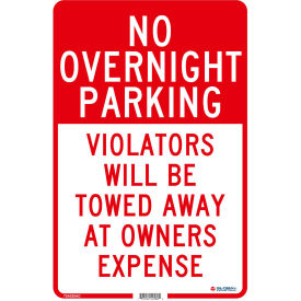 No Overnight Parking Violators Will Be Towed, 18x12, .080 Aluminum