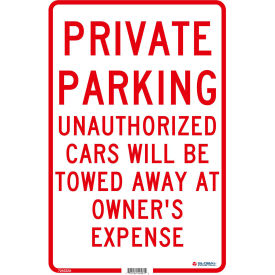 Private Parking Unauthorized Cars Will Be Towed, 18x12, .040 Aluminum