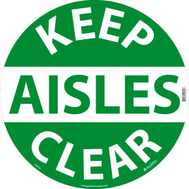 Floor Sign, Walk On, Keep Aisles Clear, 17in Dia
