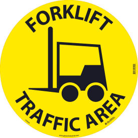 "Forklift Traffic Area" Floor Sign, 17" Dia.