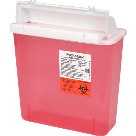 5 Quart Sharps Container with Horizontal Drop Lid, Red