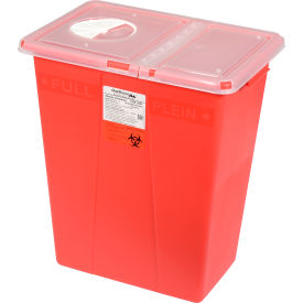 8 Gallon Sharps Container w/ Split Rotor Lid, Red