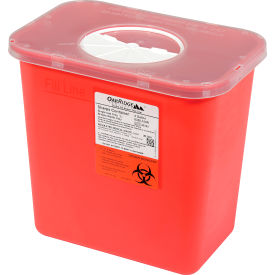 2 Gallon Sharps Container with Rotor Lid, Red