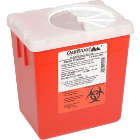 2.2 Quart Sharps Container with Rotor Lid, Red