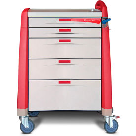 Avalo Emergency Cart, Red, Intermediate Height