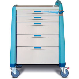 Avalo Emergency Cart, Blue, Intermediate Height