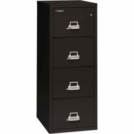 Fireproof 4 Drawer Vertical File Cabinet - Letter Size 18"W x 25"D x 53"H - Black