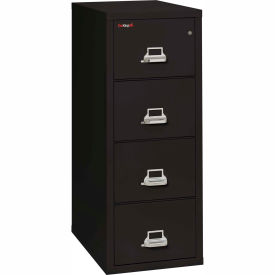 Fireproof 4 Drawer Vertical File Cabinet - Letter Size 18"W x 31-1/2"D x 53"H - Black