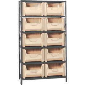 Quantum Shelving With 10 Giant Hopper Bins Ivory, 42x18x75
