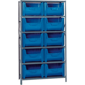 Shelving With 10 Giant Hopper Bins Blue, 42x18x75