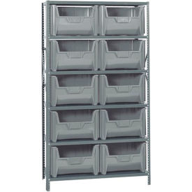 Shelving With 10 Giant Hopper Bins Gray, 42x18x75