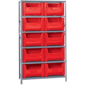 Shelving With 10 Giant Hopper Bins Red, 42x18x75