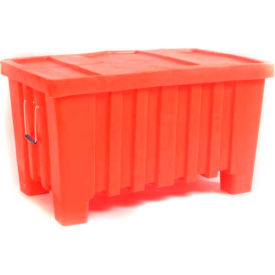 Forkliftable Plastic Bulk Shipping Container with Lid, 43"L x 26-1/2"W x 24"H, 550 lb. Capacity, Blue