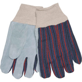 Clute Pattern Leather Palm Gloves with Knit Wrist, Size Large, 12 Pairs