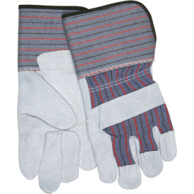 Leather Palm Gloves with 4-1/2" Rubberized Gauntlet Cuff, Size L, 12 Pairs