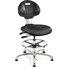 7551E Everlast E Polyurethane ESD Chair, Aluminum Base, ESD Mushroom Glides, Black