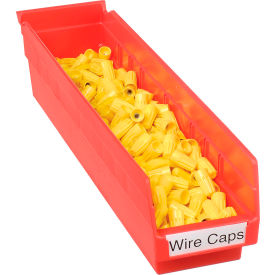 Plastic Nesting Storage Shelf Bin 4-1/8"W x 17-7/8"L x 4"H Red