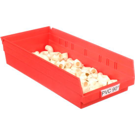 Plastic Nesting Storage Shelf Bin 8-3/8"W x 17-7/8"L x 4"H Red