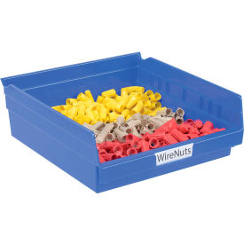 Plastic Nesting Storage Shelf Bin 11-1/8"W x 11-5/8"L x 4"H Blue