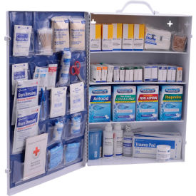 First Aid Kit, 100-150 Person, 2015 ANSI Compliant, 4-Shelf Steel Cabinet