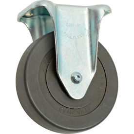 Medium Duty Rigid Plate Caster 5" Hard Rubber Wheel 290 Lb. Capacity