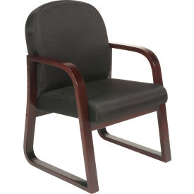 Reception Guest Chair with Arms and Wood Frame - Fabric - Black