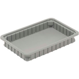 Dividable Stackable Plastic Box, 16"L x 11"W x 1-3/4"H, Gray