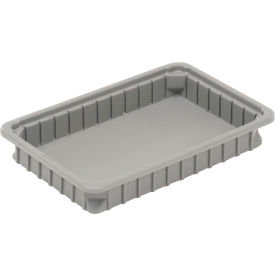 Dividable Stackable Plastic Box, 16"L x 11"W x 2-1/2"H, Gray