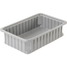 Dividable Stackable Plastic Box, 16"L x 11"W x 4-1/2"H, Gray