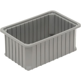 Dividable Stackable Plastic Box, 16"L x 11"W x 7"H, Gray