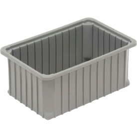 Dividable Stackable Plastic Box, 16"L x 11"W x 8"H, Gray