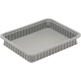 Dividable Stackable Plastic Box, 22-1/2"L x 17-1/2"W x 3-1/2"H, Gray