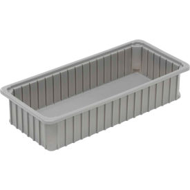 Dividable Stackable Plastic Box, 24"L x 11"W x 5"H, Gray