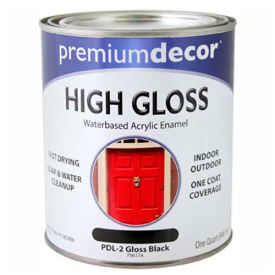Dcor Waterborne Acrylic Enamel, Gloss Finish, Black, Quart