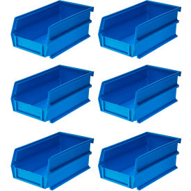 LocBin Wall Storage, 7-3/8"L x 4-1/8"W x 3"H, Blue, Polypropylene, Pack of 6