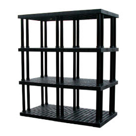 Structural Plastic Vented Shelving, 66"W x 36"D x 75"H, Black