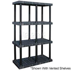 Structural Plastic Solid Shelving, 48"W x 24"D x 75"H, Black