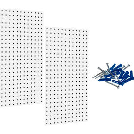 18"W x 36"H White Epoxy, 18 Gauge Steel Square Hole Pegboards w/ Mounting Hardware