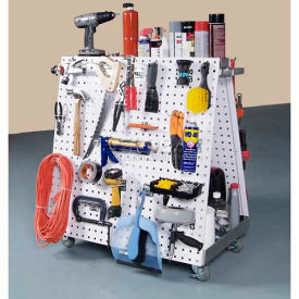 36-3/4"L x 39-1/4"H x 211/4"W Aluminum Frame Tool Cart w/ Tray and White LocBoard